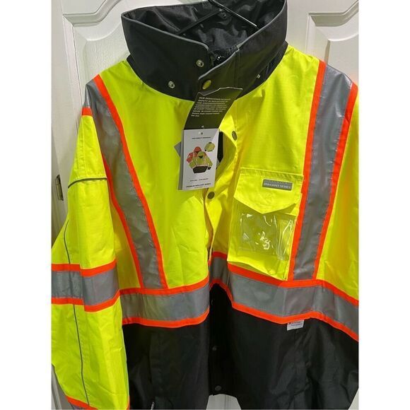 ML Kishigo Mens Jacket 2X Yellow Brilliant Series Reflective Double Zip - Picture 4 of 12
